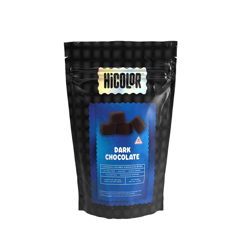 Photograph of product: MED ONLY - HiColor 40mg Max Dark Chocolate - 400mg
