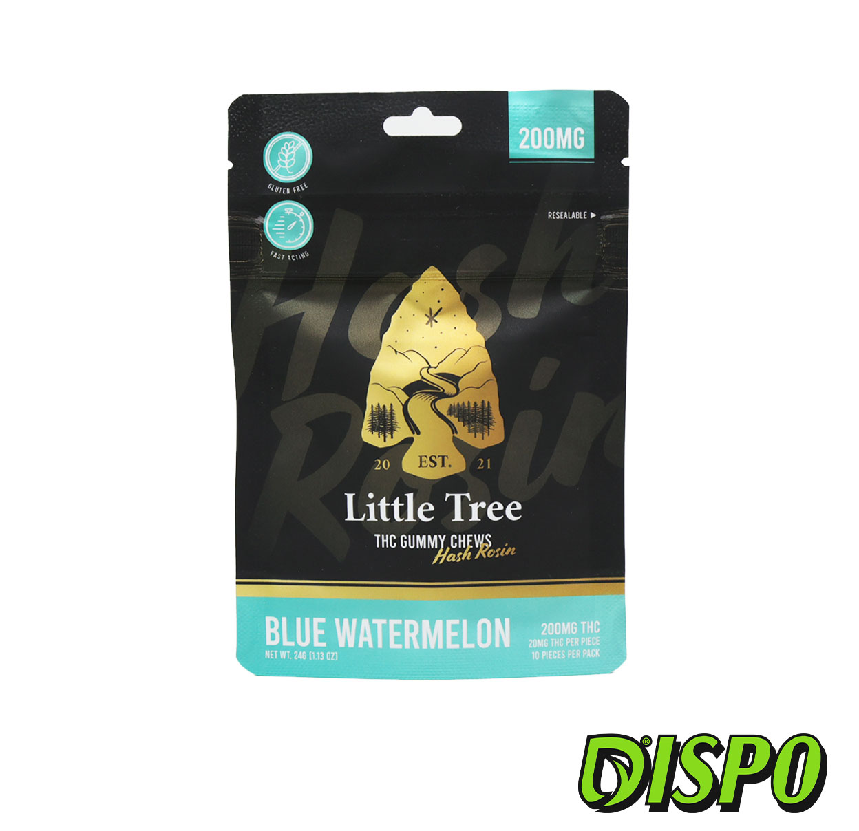 Photograph of product: Little Tree - Blue Watermelon 200mg au chocolat Rosin Gummies