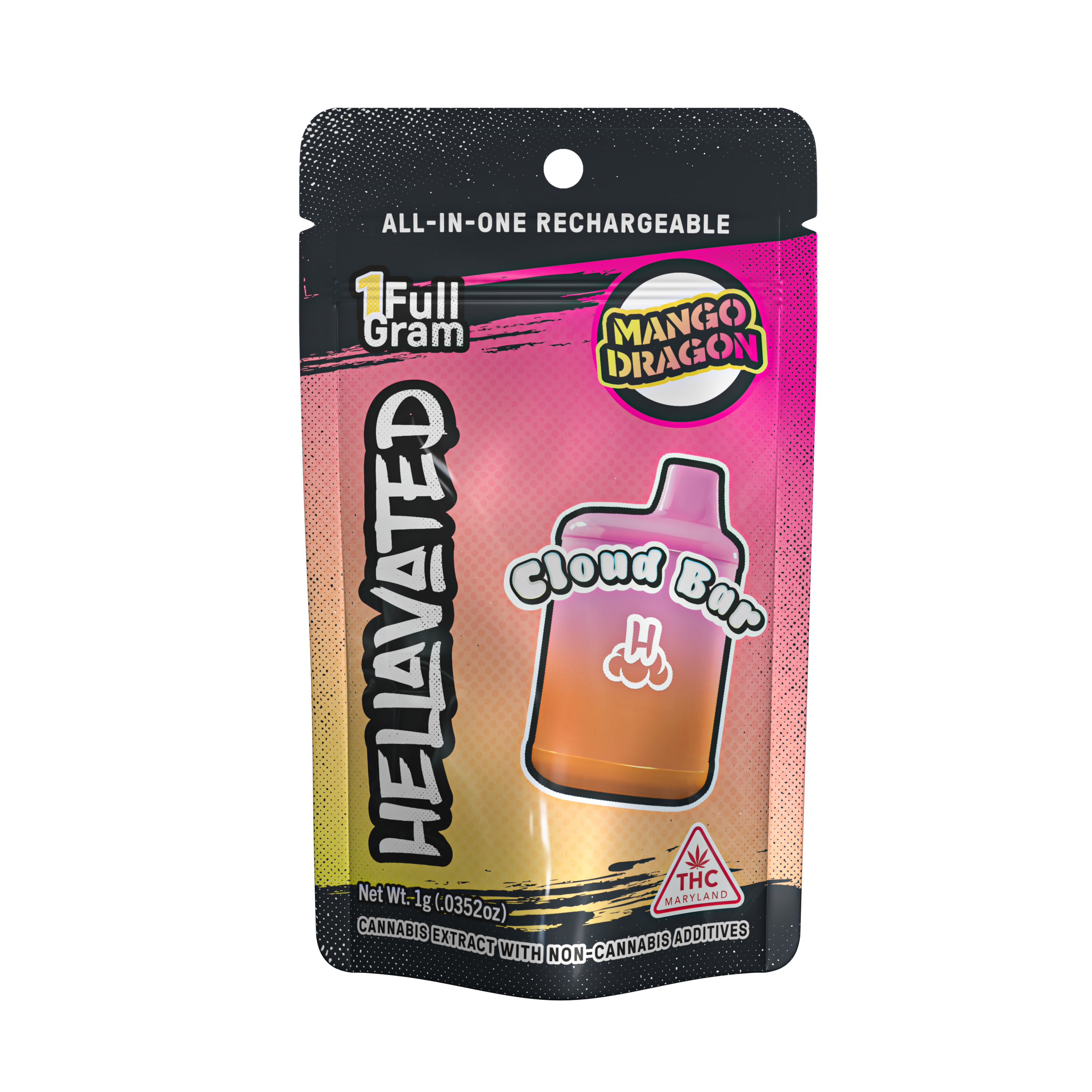 Photograph of Product: Hellavated Mango Dragon Cloud Bar Disposable 1g