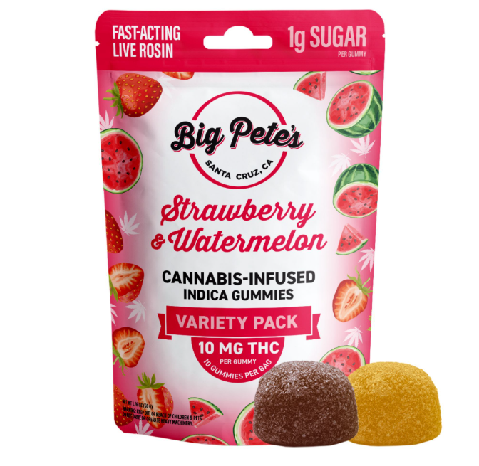 Photograph of product: Big Pete's Strawberry & Watermelon Oui'd Live Rosin Variety Pack Gummies 100mg