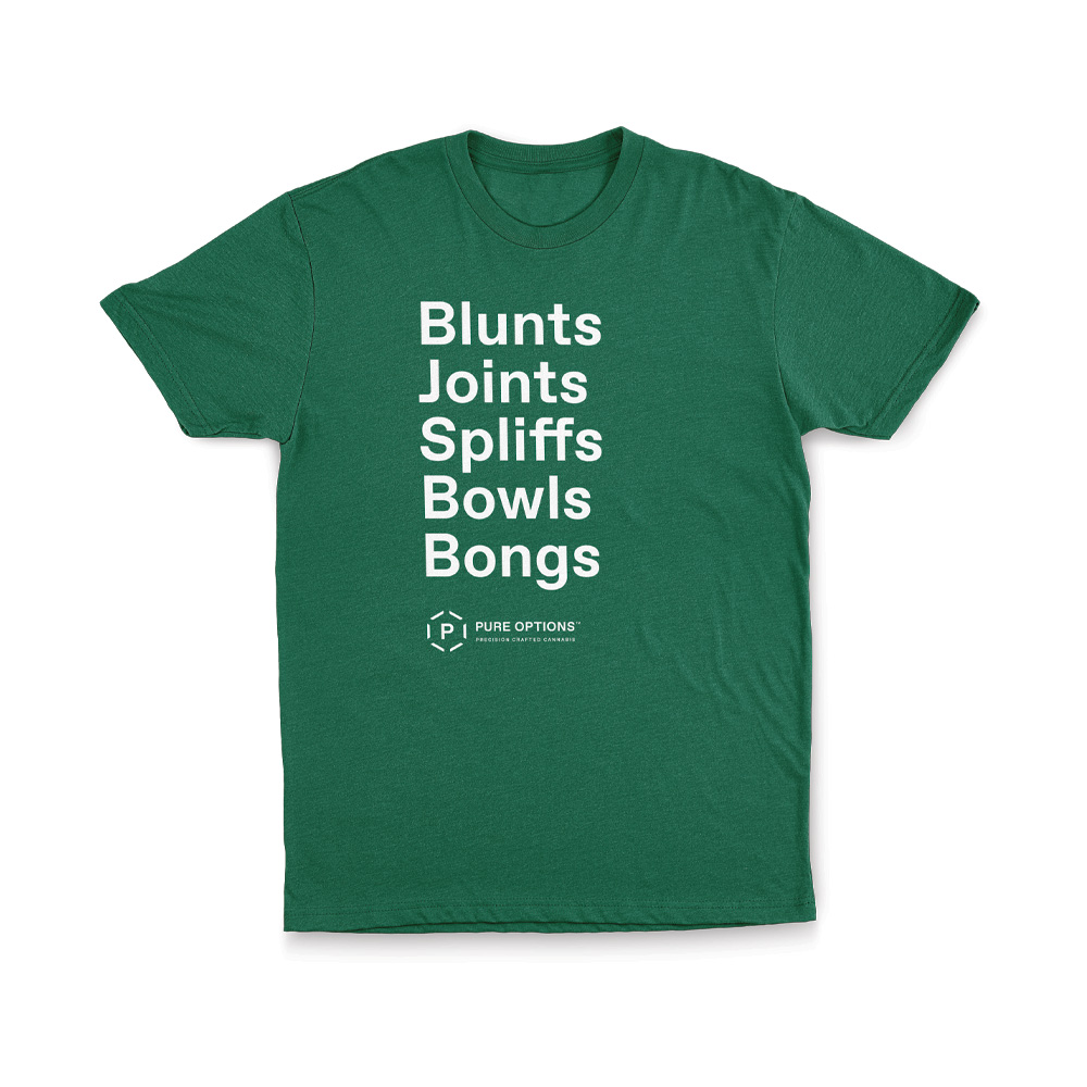 Photograph of product: Blunts | Joints | Spliffs | Bowls | Bongs T-Shirt: Green - S