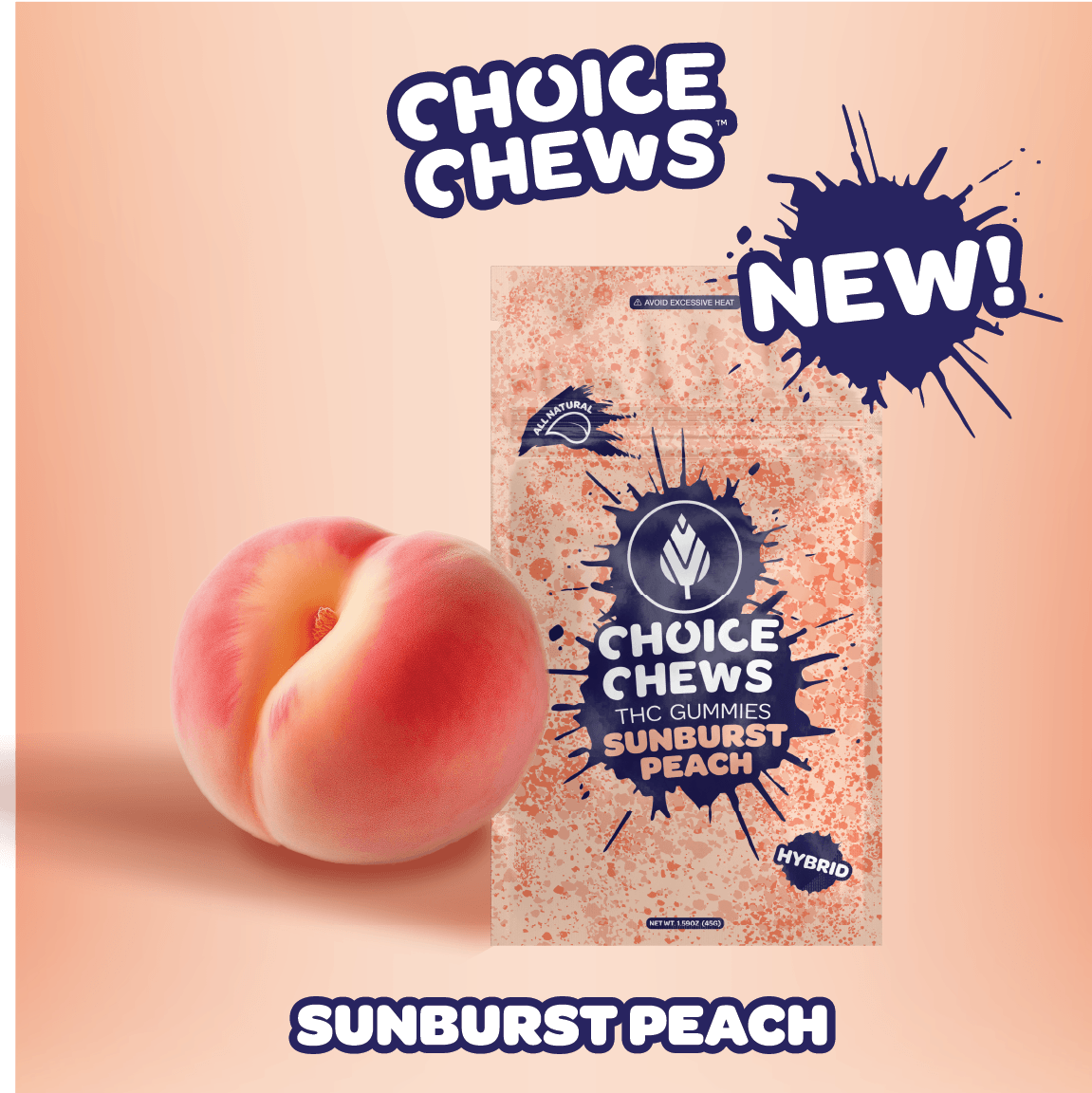Photograph of product: Sunburst Peach | Gummy | 100mg | 20pk