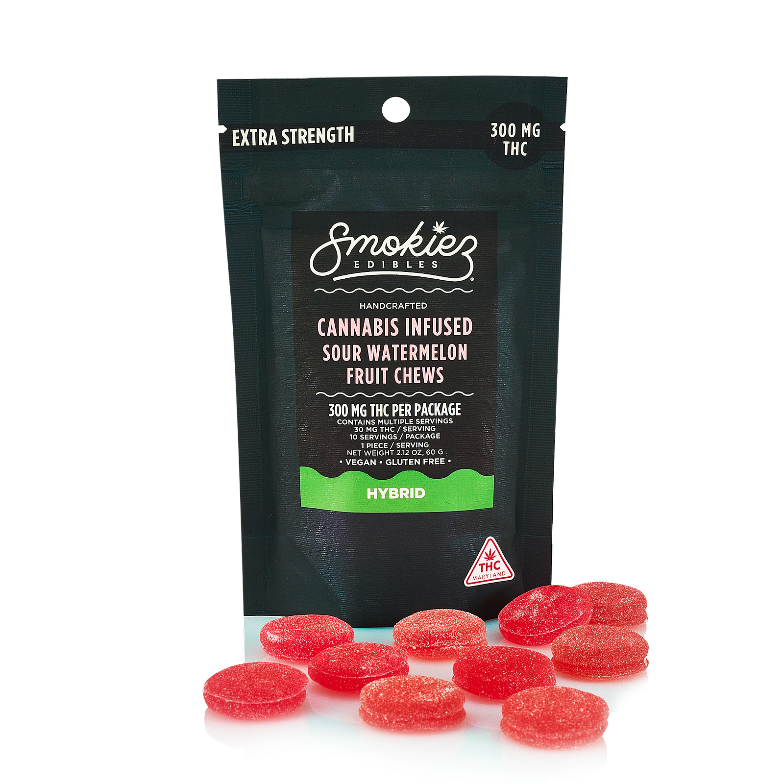 Photograph of product: Sour Watermelon Hybrid Fruit Chews [10pk] (100mg TH-oui)