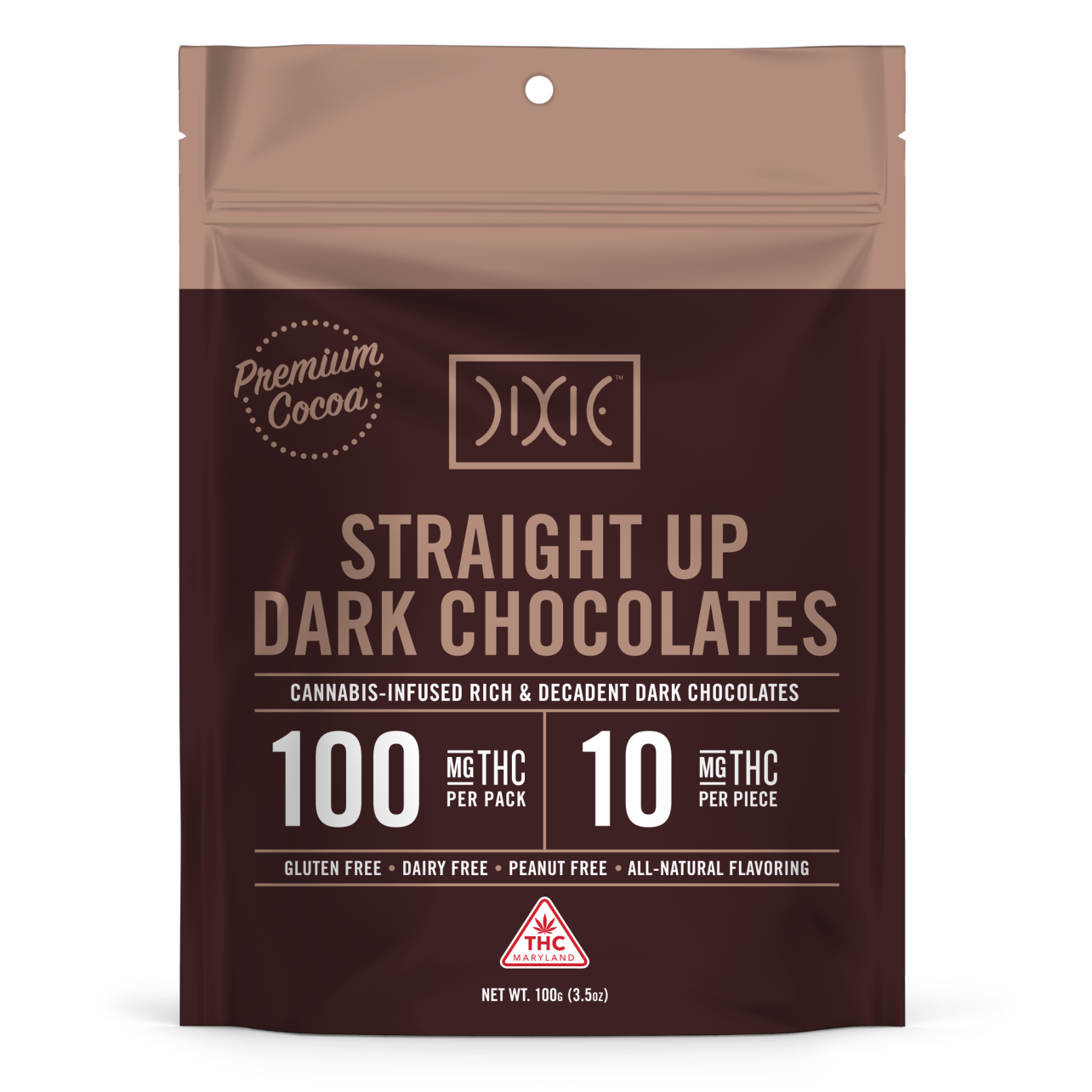 Photograph of product: Dixie Straight Up Dark Chocolate 10mg