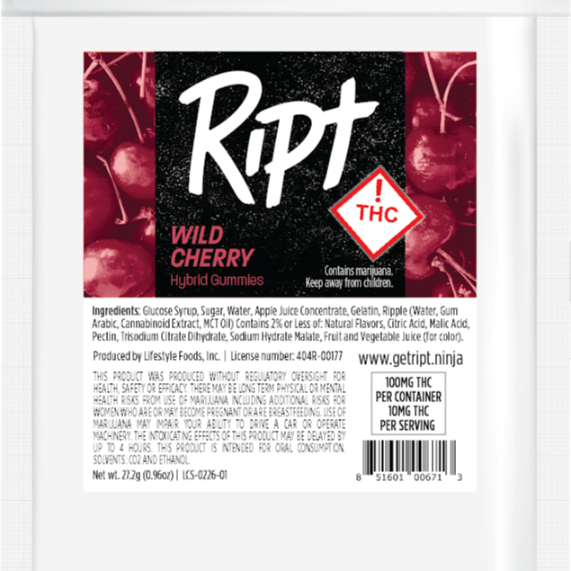 Photograph of product: Wild Cherry (H) 100mg Sour Gummies