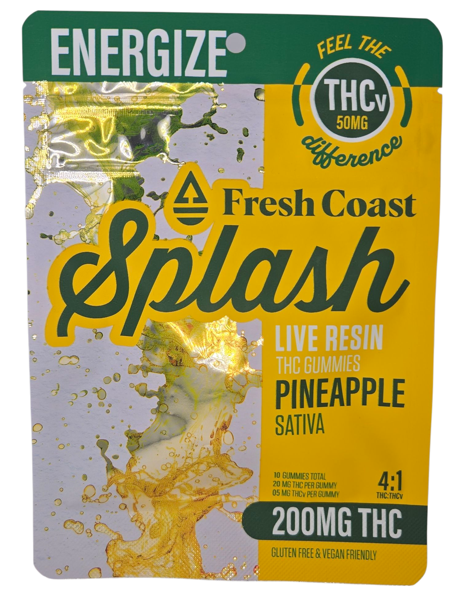 Photograph of product: Pineapple | 4:1 Thc:Thcv 200mg Live Resin Gummies