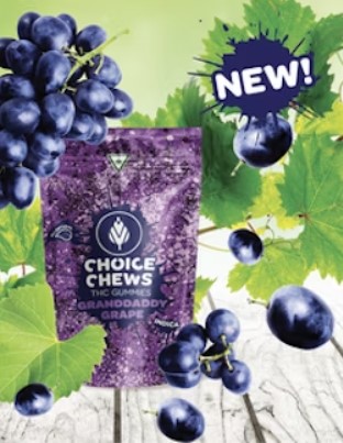 Photograph of product: Choice Chews | Grandaddy Grape | Oui'd 100mg