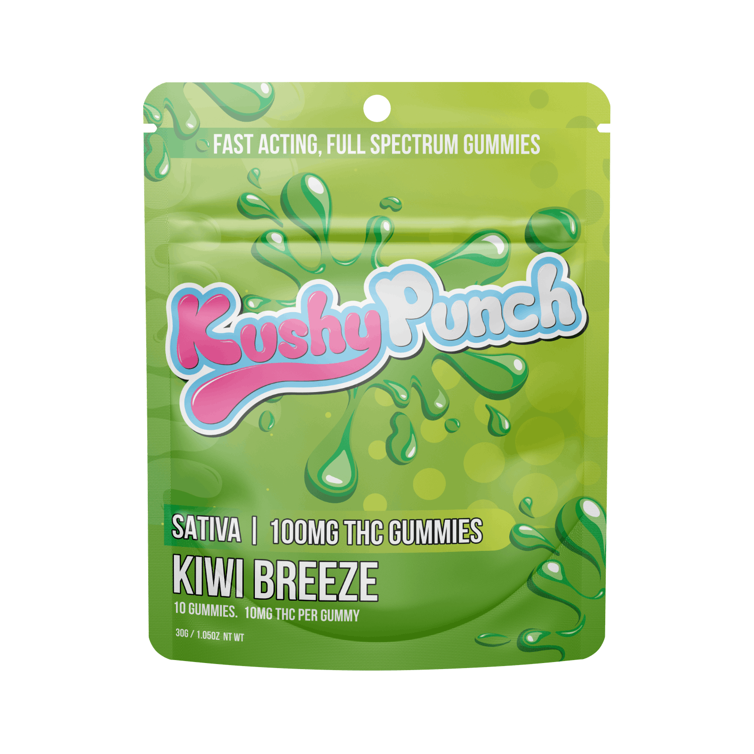Photograph of product: Kushy Punch Kiwi Breeze Fast Acting Gummies 100mg