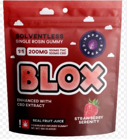 Photograph of product: Blox | Strawberry Serenity 1:1 | Live Rosin Gummy 100mg