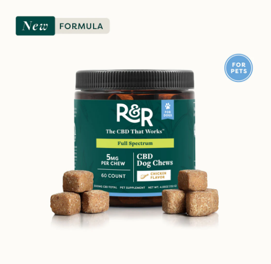 Photograph of product: R&R - Dog Chews - CBD 5mg - Chicken - 60 Count
