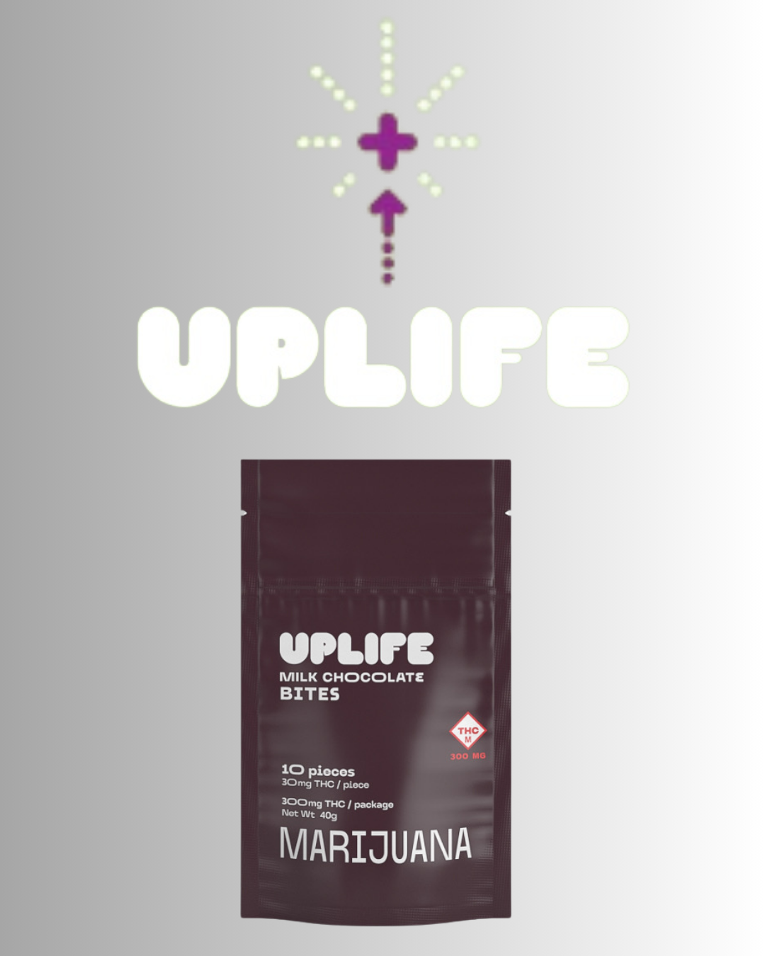 Photograph of product: Uplife | Milk Chocolate Pieces | 300mg (10pk)