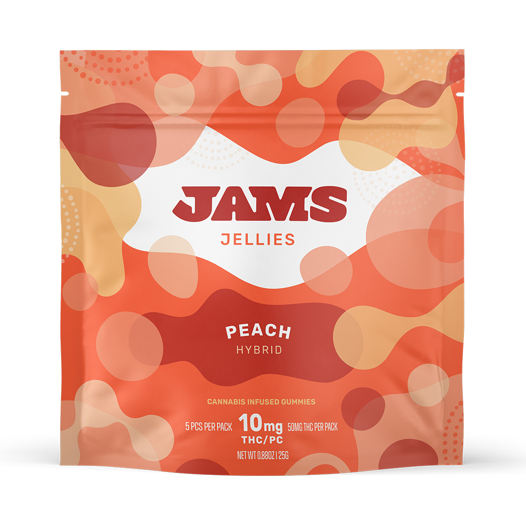 Photograph of product: Jams Jellies - Gummies - High Dose Peach (5ct) 50mg