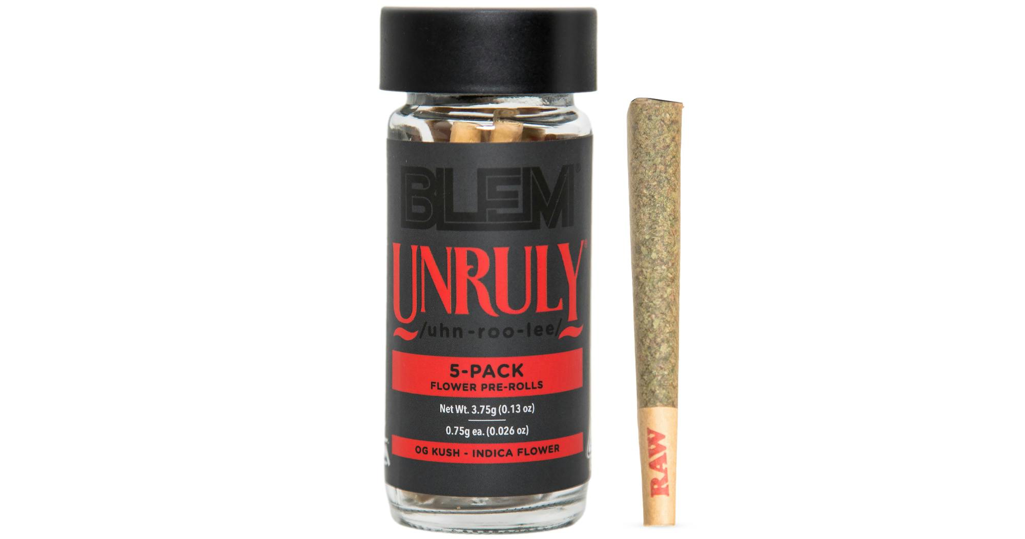 Photograph of product: BLEM - Unruly - 3.75G - Pre Roll Pack