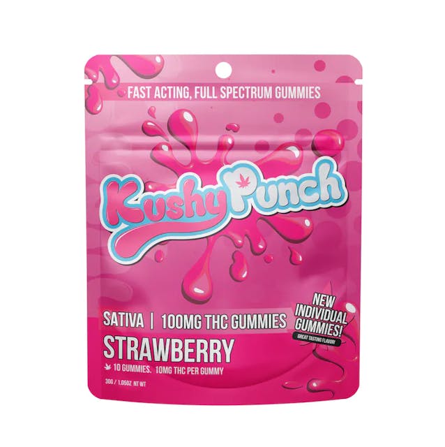 Photograph of product: Kushy Punch Individual Gummies | Strawberry - 
