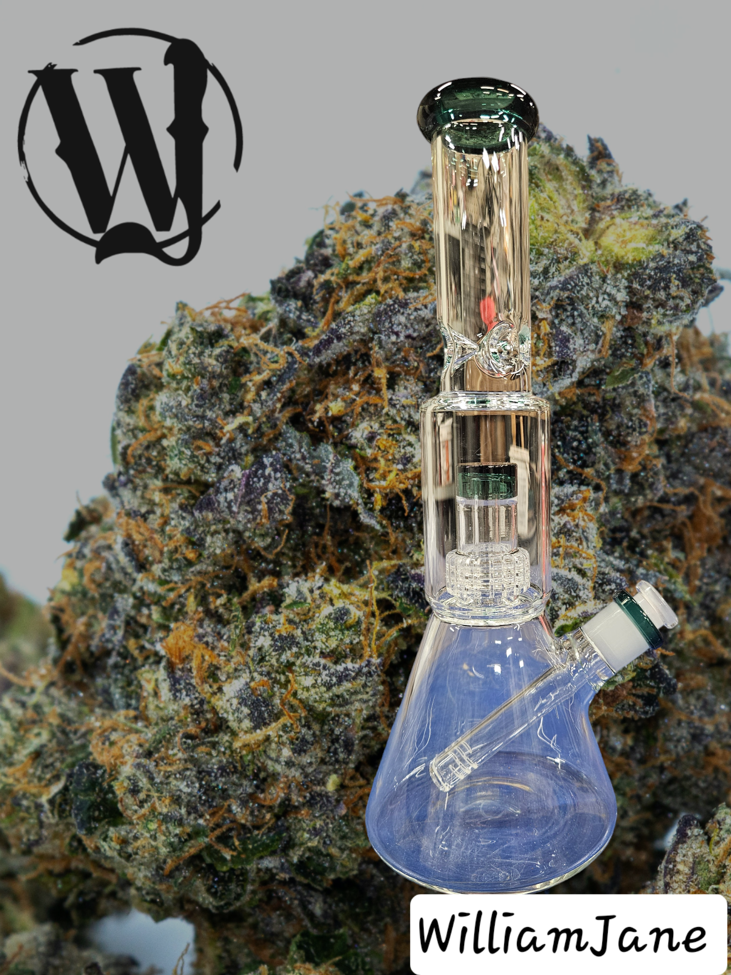 Photograph of product: Teal Green Single Diamond Ring Water Bong
