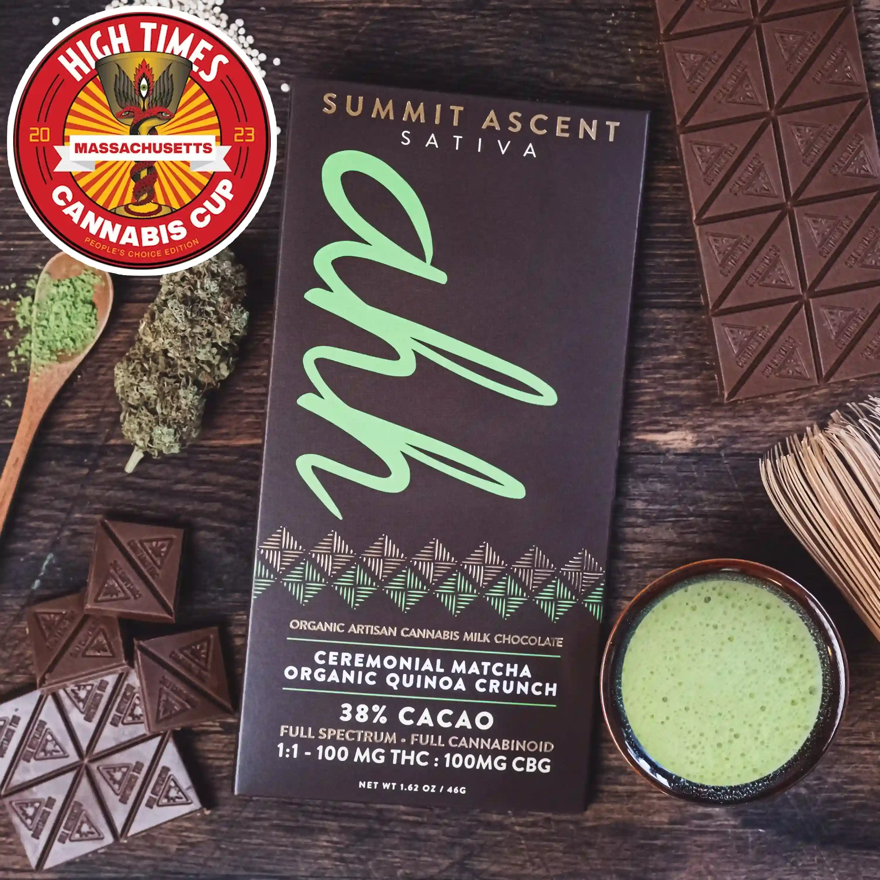 Photograph of product: Ahh - Summit Ascent 1:1 (TH-oui:CBG) - Chocolate Bar - 100mg