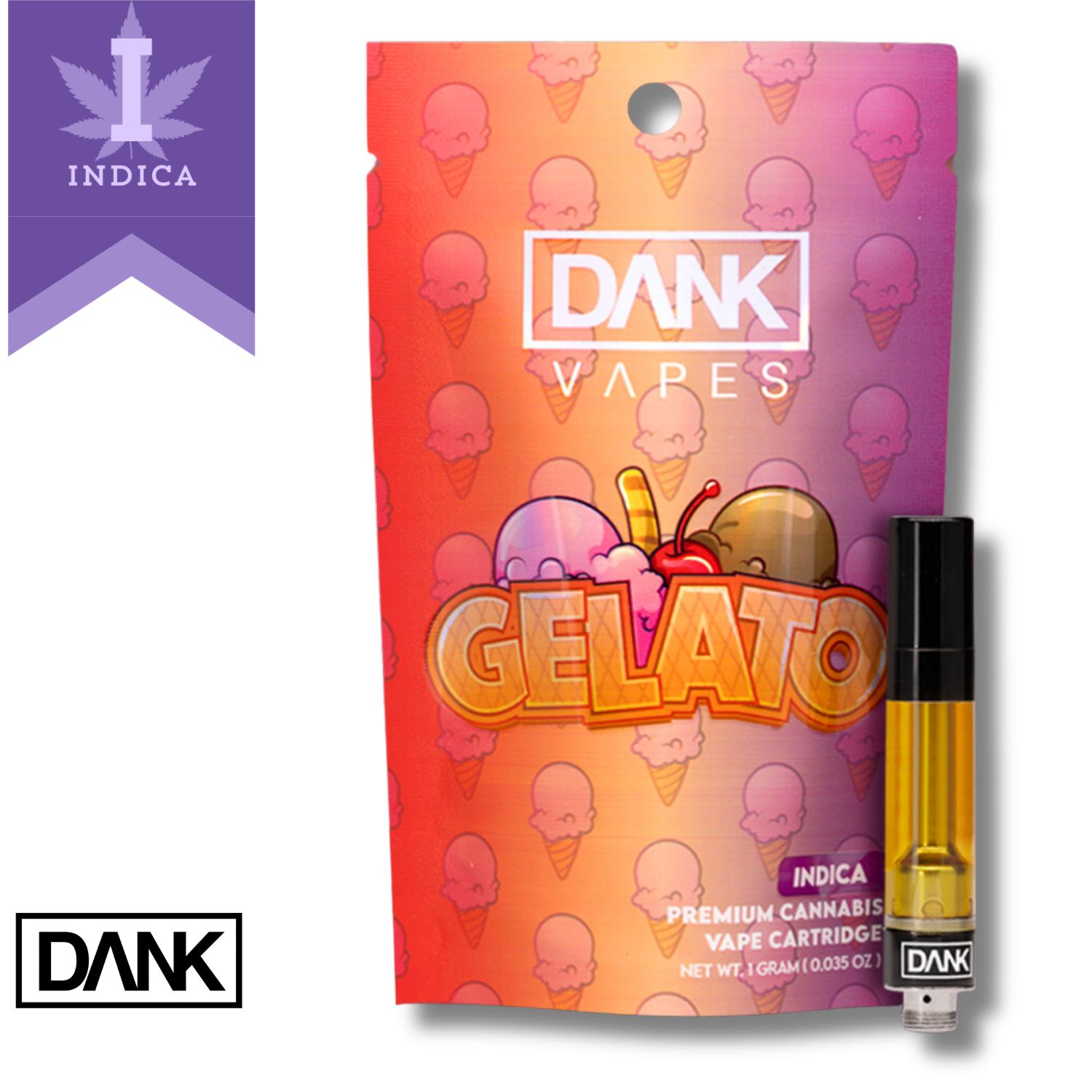 Photograph of Product: Dank | Vaporizer | Cartridge 1.0g | 1pk | Gelato | 1ml