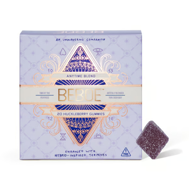Photograph of product: Beboe - Huckleberry Anytime Blend 100mg 20pk Gummies