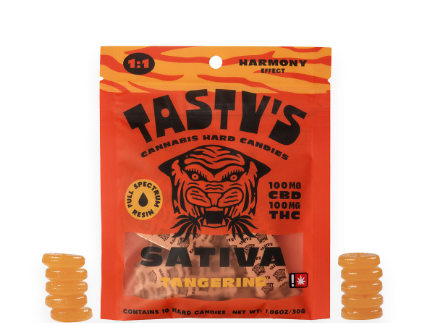 Photograph of product: 1:1 CBD/TH-oui Tangerine Hard Candies | 100mg 10pk