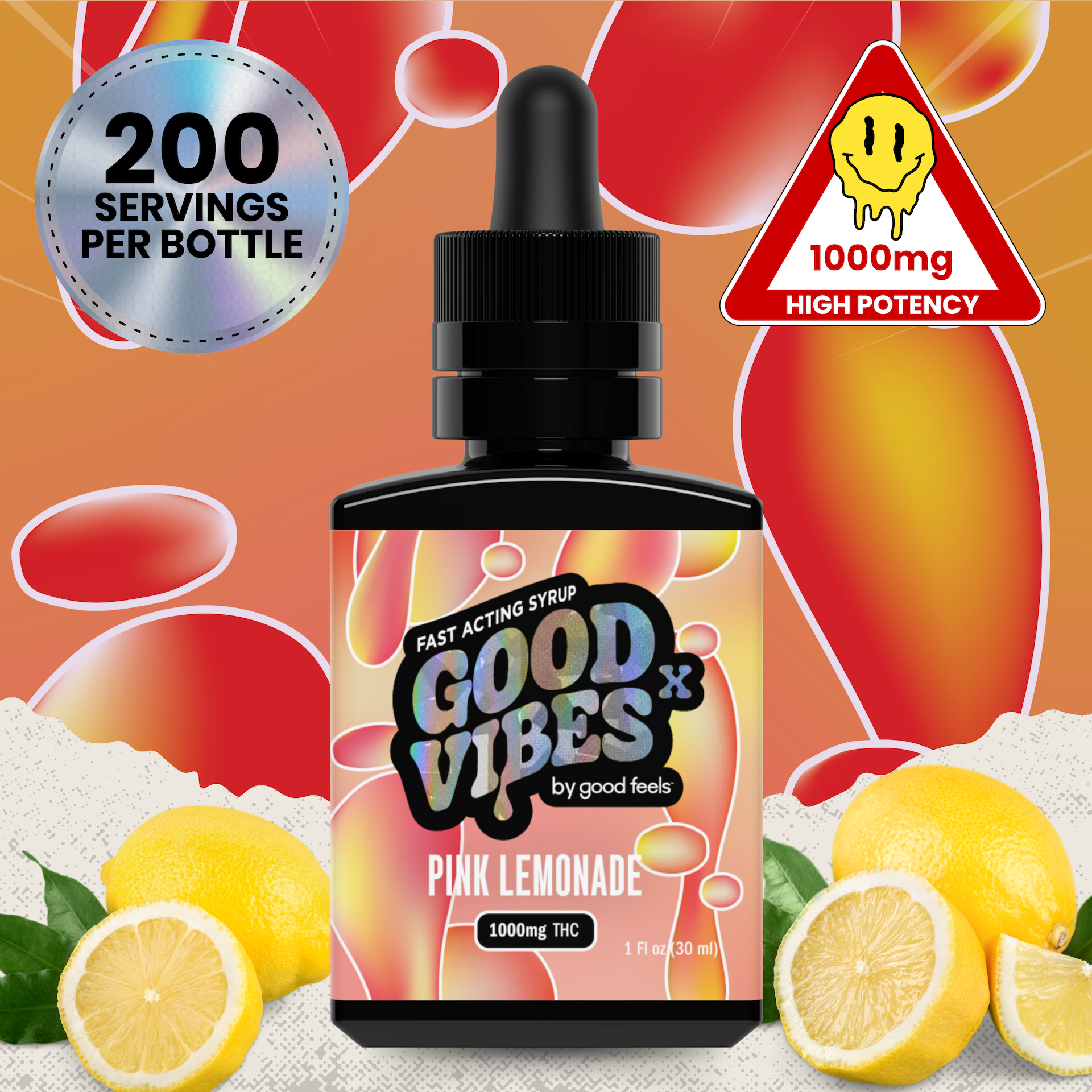 Photograph of product: Good Vibes X - Pink Lemonade - Tincture - 1000mg