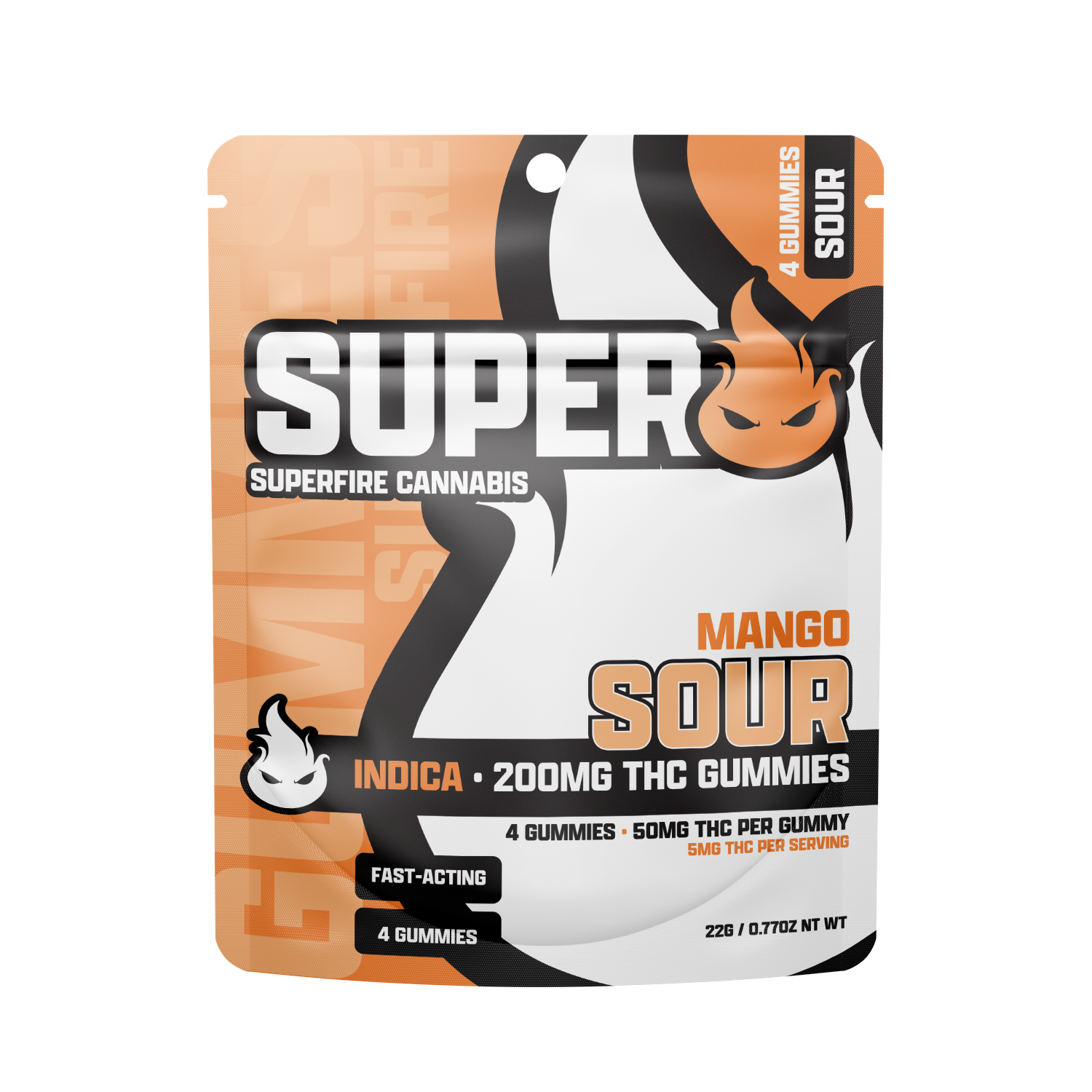Photograph of product: 200mg Superfire Gummies - Sour Mango