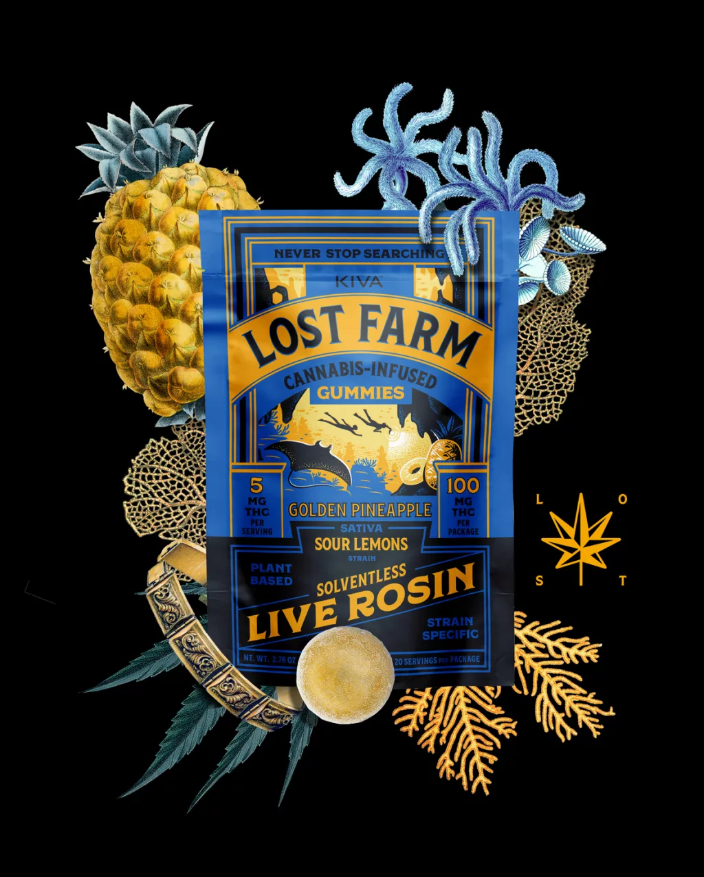 Photograph of product: Sour Lemons x Golden Pineapple | Gummies | 10pk | By KIVA