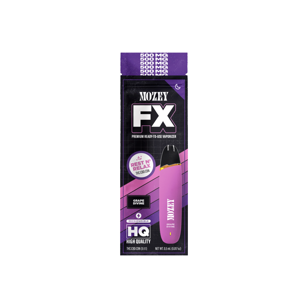 Photograph of product: Grape Divine 5:1:1 TH-oui:CBD:CBN | 1g | Disposable Vape | Mozey FX