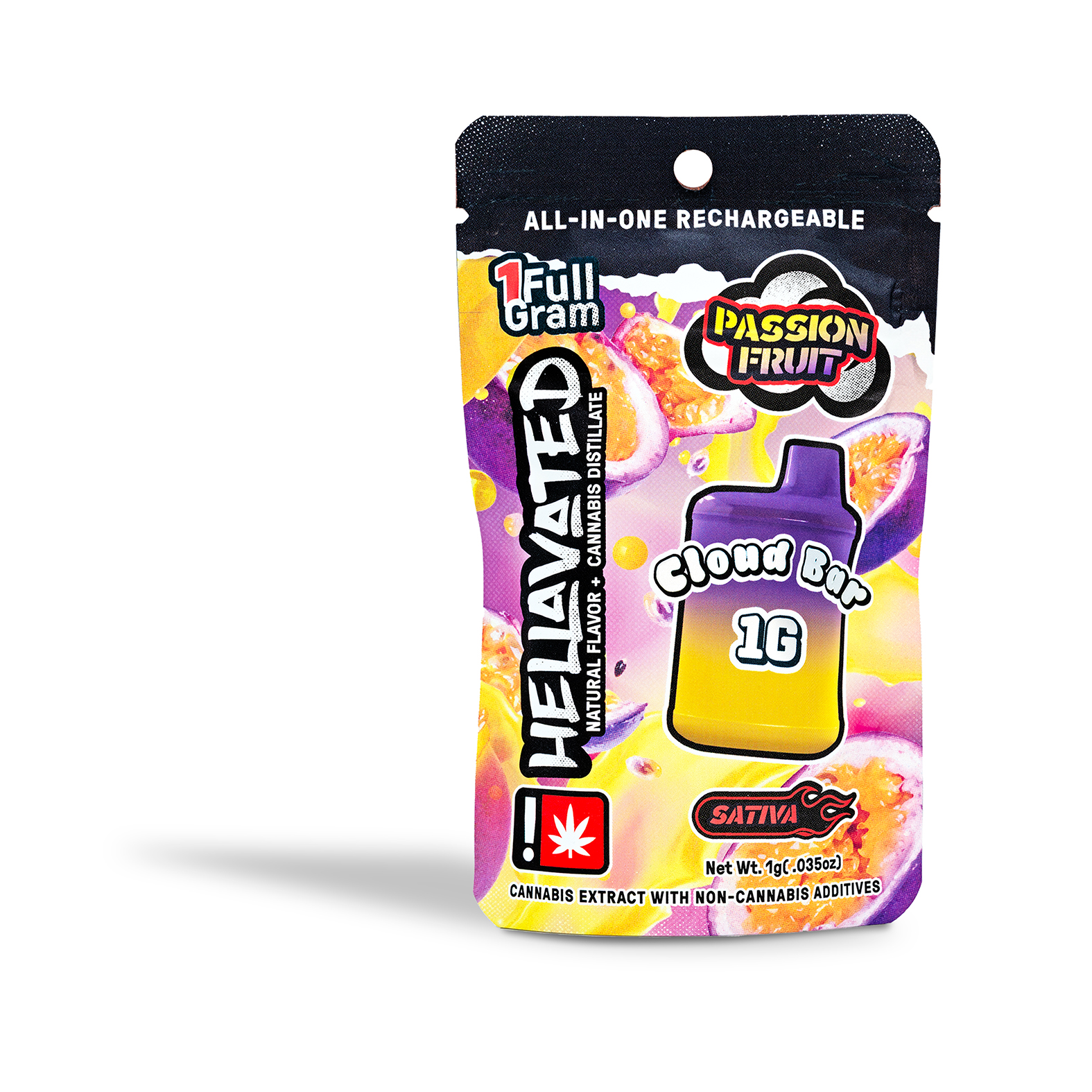 Photograph of product: Hellavated - Passionfruit Cloud Bar Disposable POD