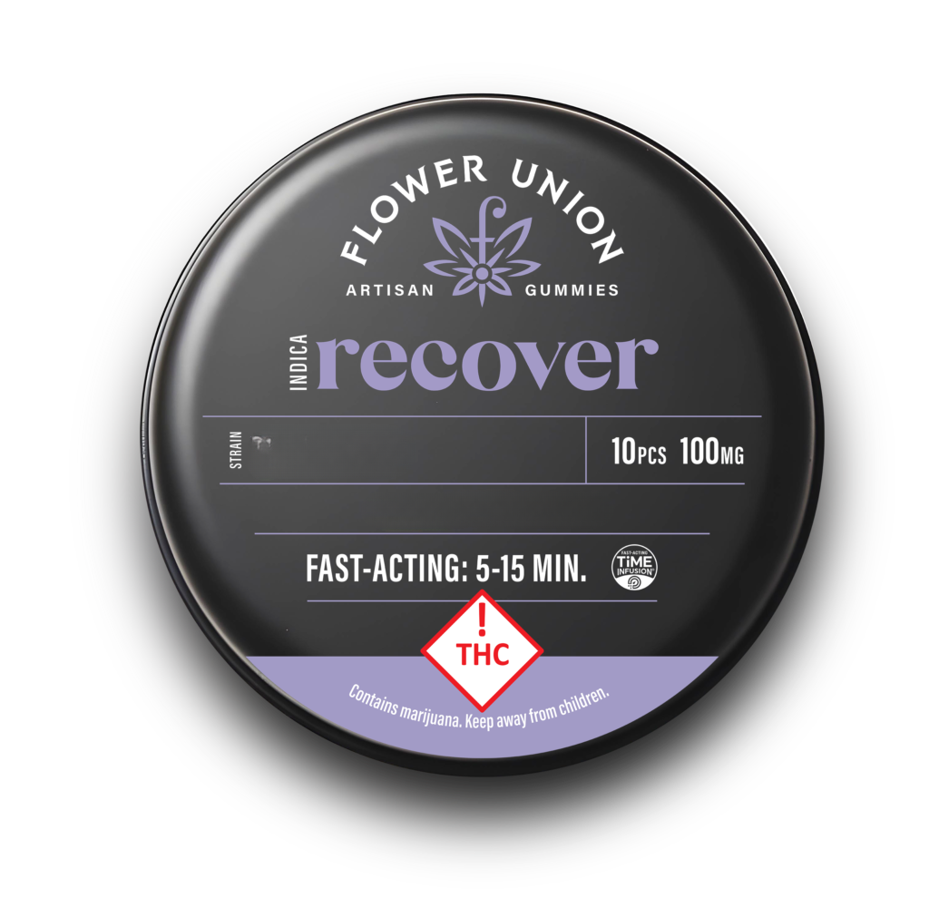 Photograph of product: Flower Union: RECOVER Banana Hammock Grape Gummies 100mg