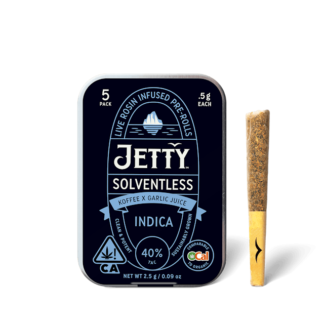 Photograph of product: Koffee x Garlic Juice  | .5g x 5 | OCal | Live Rosin Infused Pre-Roll Pack