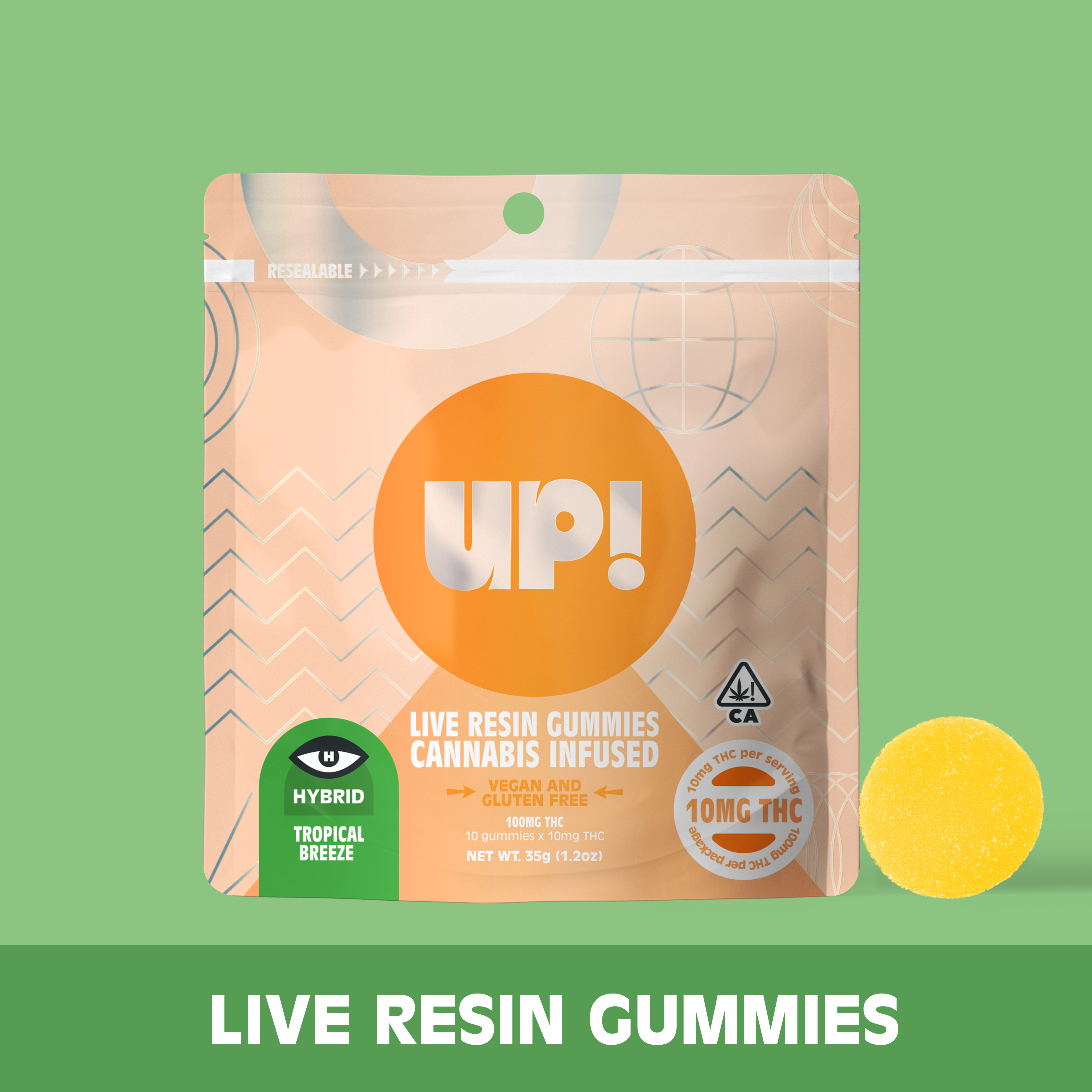 Photograph of product: UP! - Tropical Breeze (Hybrid) Live Resin Edible 100mg