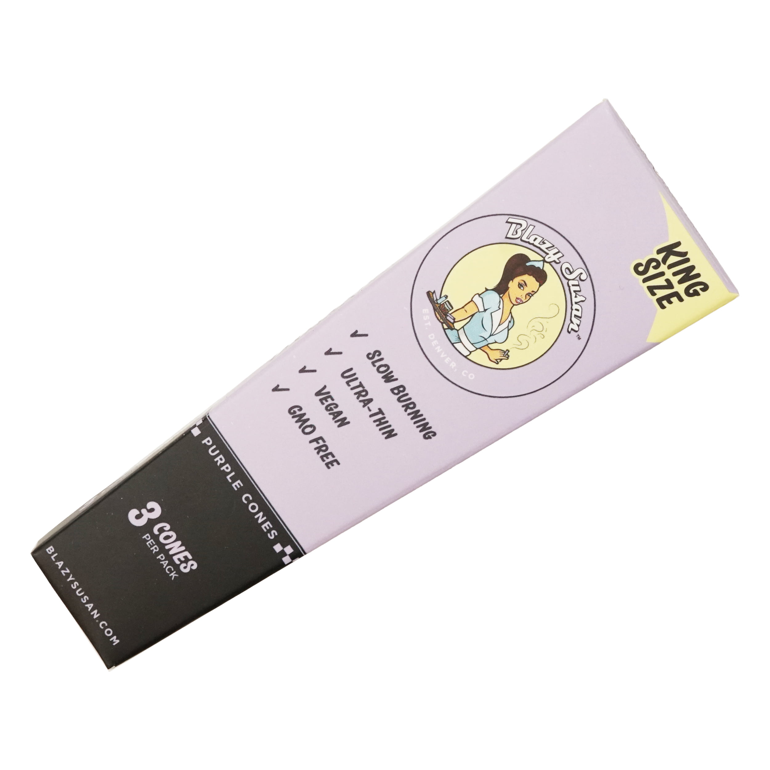 Photograph of product: King Size Slow-Burning Pre-Rolled Cones 3pk | Purple