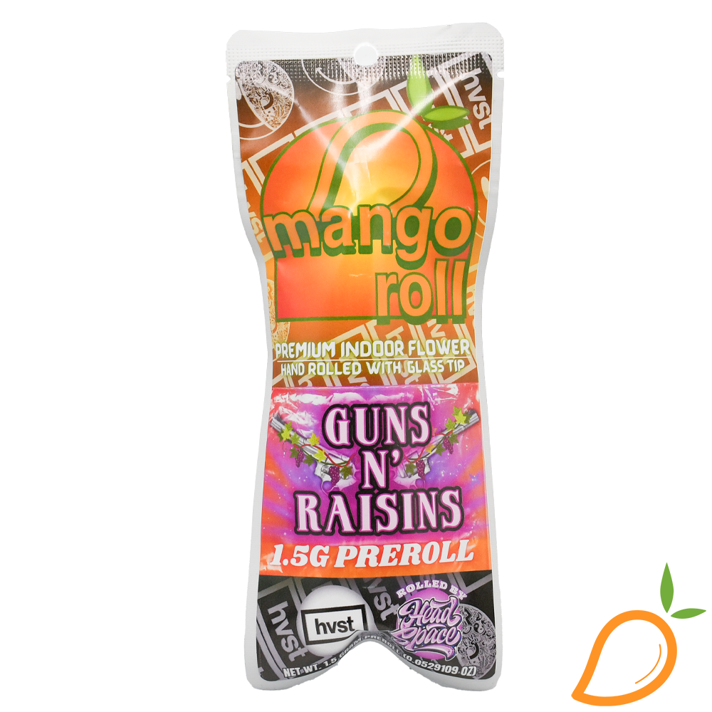 Photograph of product: 1.5g Guns and Raisins Mango Roll HeadSpace
