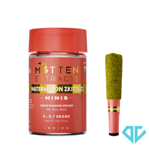 Photograph of product: Mitten Extracts Watermelon Zkittlez Infused Pre-Rolls .7g 5 Pack