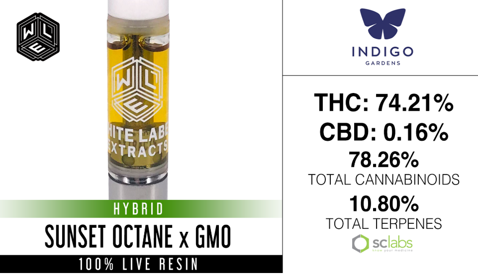 Photograph of product: White Label Extracts | Live Resin Cartridges Sunset Octane x GMO