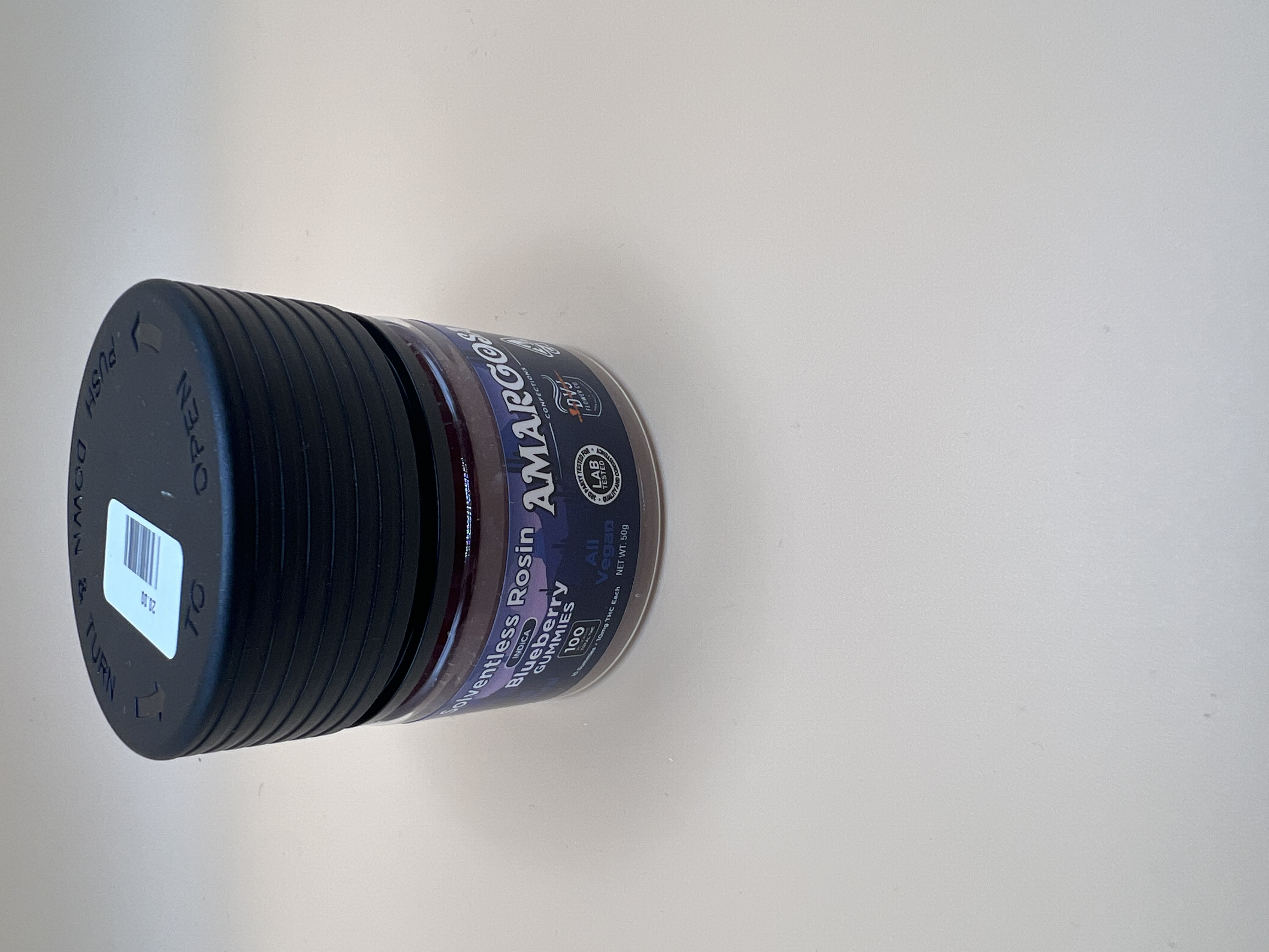 Photograph of product: Amargosa - 100MG Rosin Gummies - Sour Blueberry