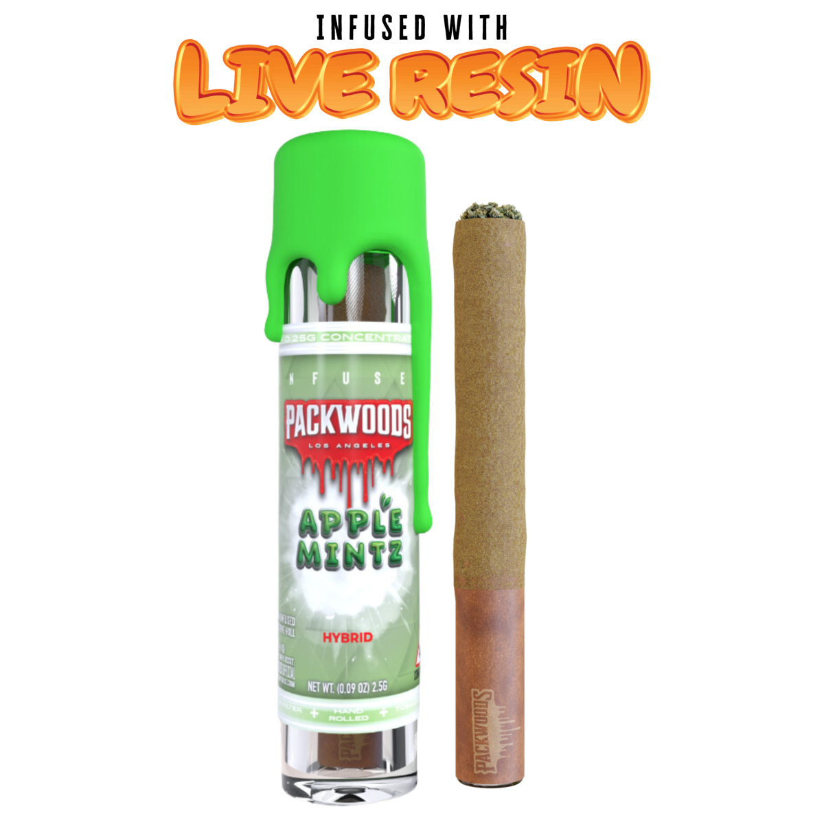 Photograph of product: Infused Blunt - Live Resin & Kief - Apple Mintz - 2.5g