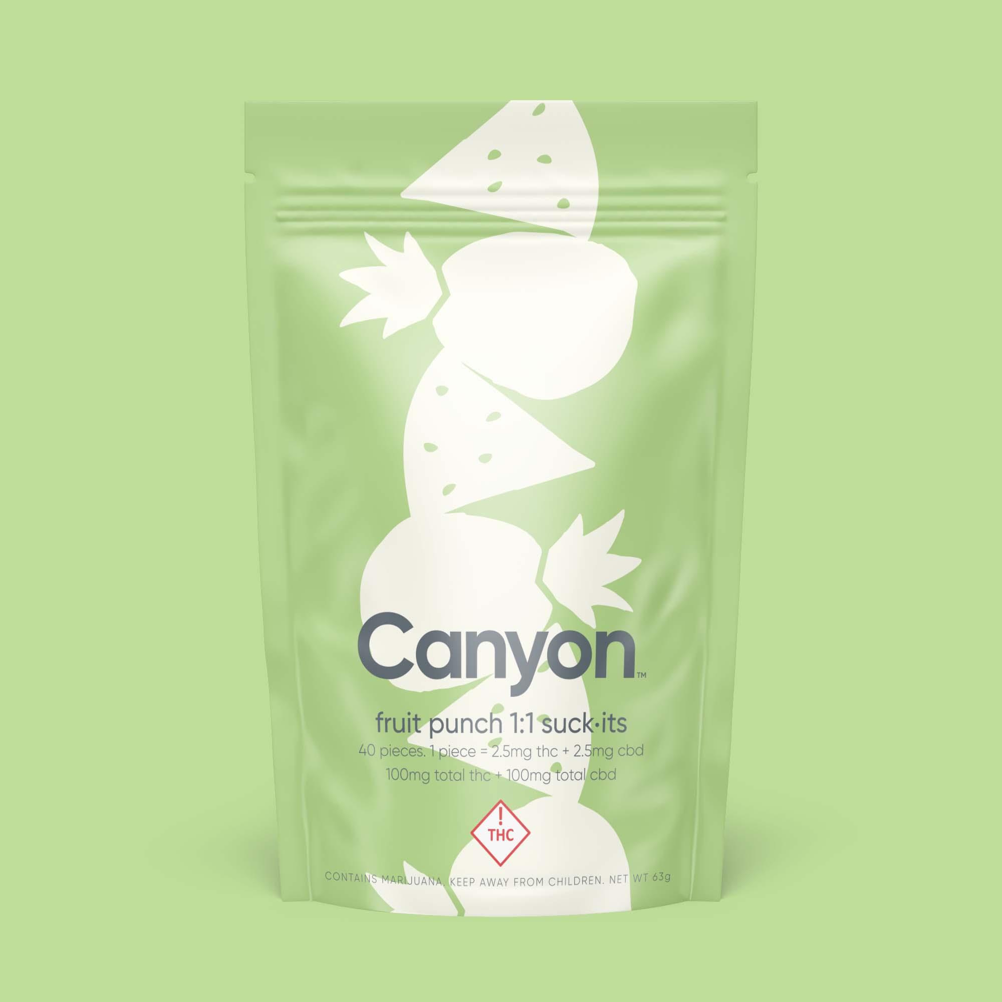 Photograph of product: Canyon - Suck It - Fruit Punch 1:1 (TH-oui:CBD) (2.5mg/pc)