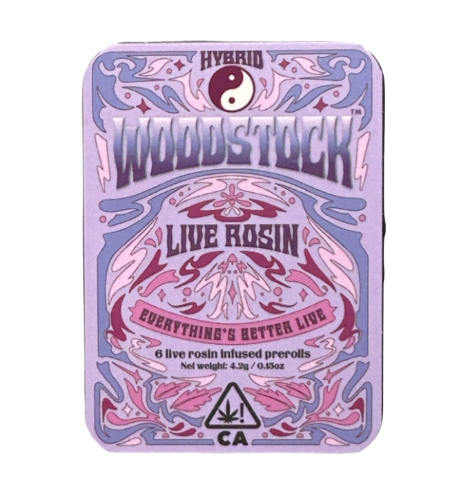 Photograph of product: Pineapple Lychee (H) Live Rosin INFUSED PREROLLS 6pk - Woodstock Heritage Strains