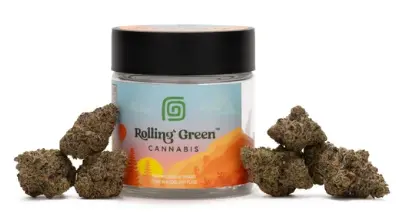 Photograph of product: ROLLING GREEN | JAR FLOWER | ARMARETTO MINTZ - 3.5g