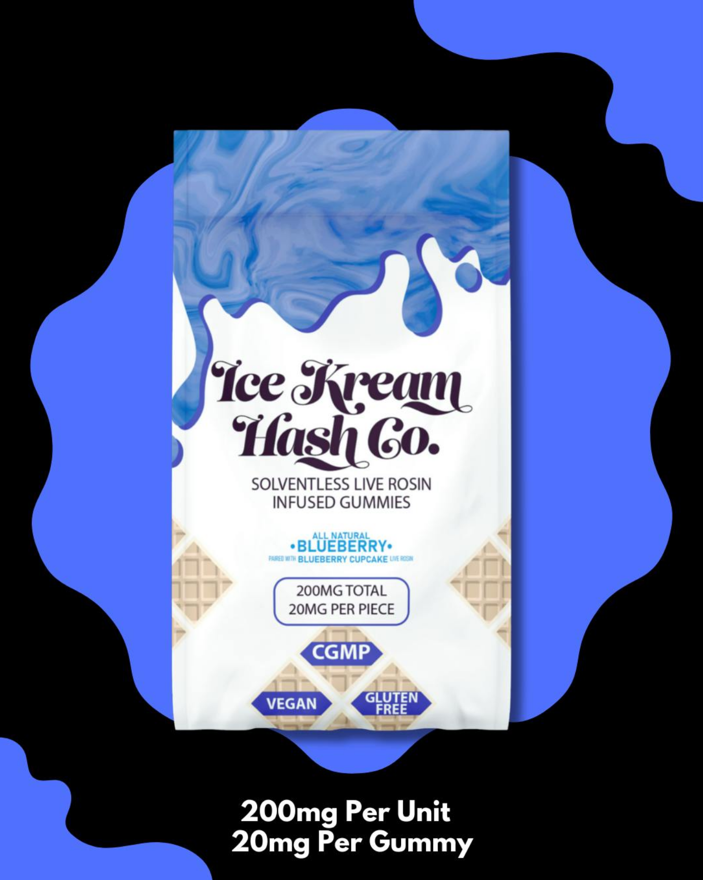 Photograph of product: Ice Kream au chocolat Co - Blueberry Rosin Gummies 200mg