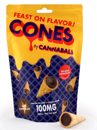Photograph of product: Cannabals | 10mg 10pk Dark Chocolate | Ice Cream Cone Bottoms
