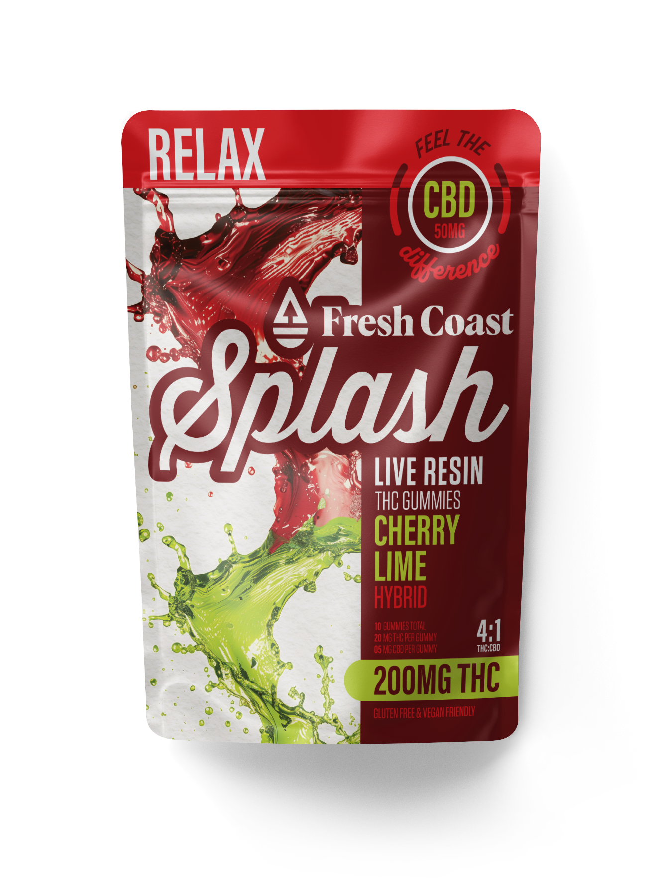Photograph of product: Fresh Coast Splash (4:1 TH-oui:CBD) Cherry Lime Gummies