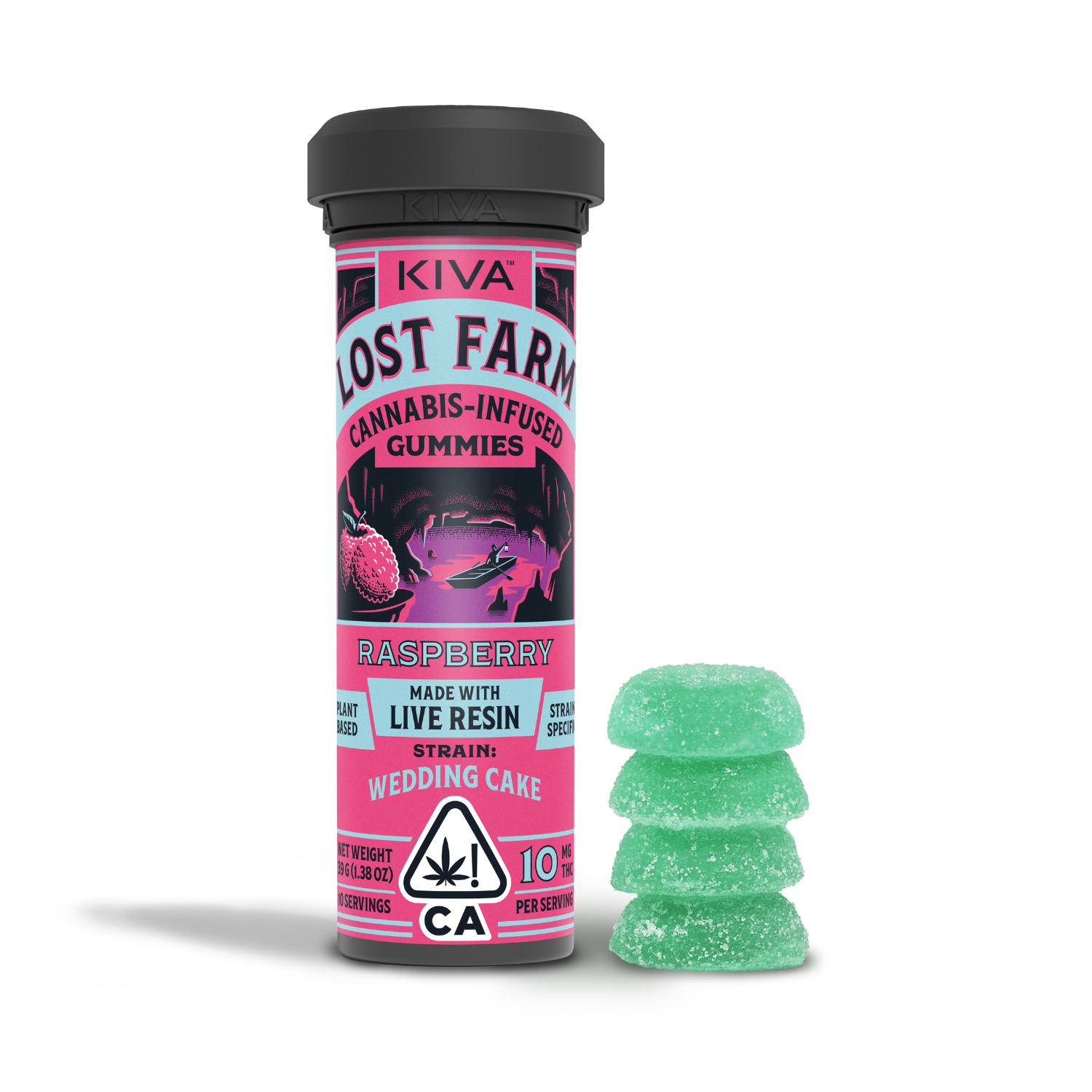 Photograph of product: Kiva | Lost Farm | Raspberry 'Wedding Cake' Live Resin Gummies | 100mg