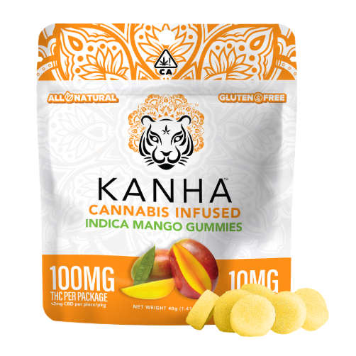 Photograph of product: MANGO GUMMIES 10 PACK 100MG