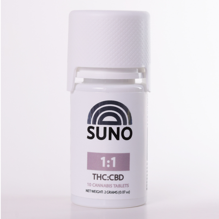 Photograph of product: 100mg <10x10mg> 1:1 TH-oui:CBD Tablets