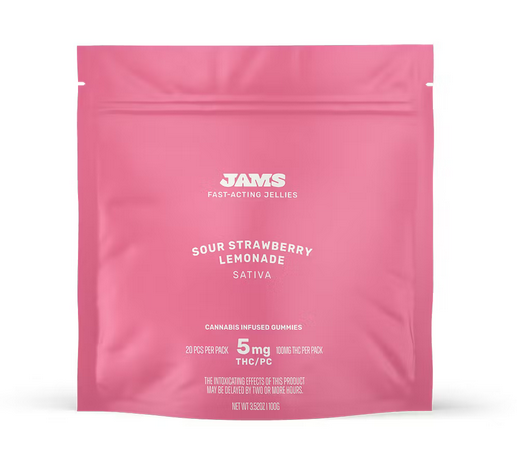 Photograph of product: Jams - Sour Strawberry Lemonade 100mg 20pk Fast-Acting Jellies