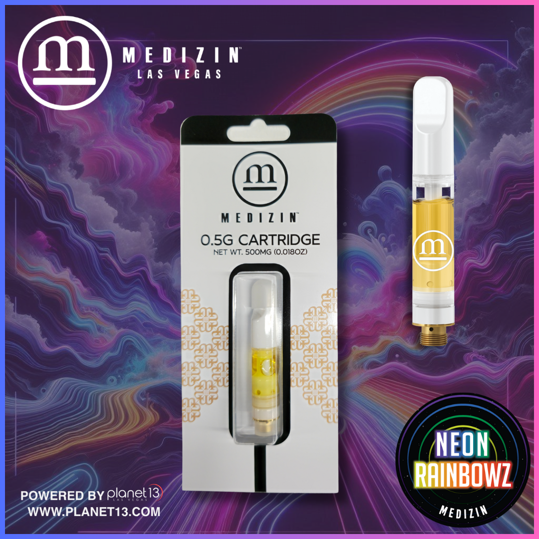 Photograph of product: Medizin Neon Rainbowz .5g Live Resin Vape Cartridge