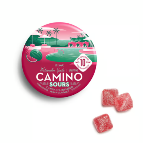 Photograph of product: Kiva Camino Sours - Gummy - Watermelon Spritz - 10pc - 100mg