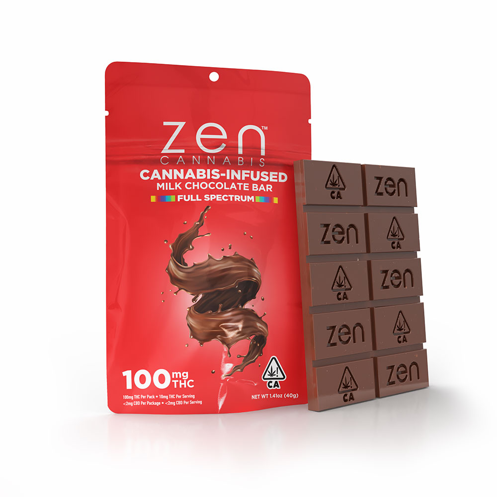 Photograph of product: Zen | Full Spectrum (H) Milk Chocolate Bar | 100mg